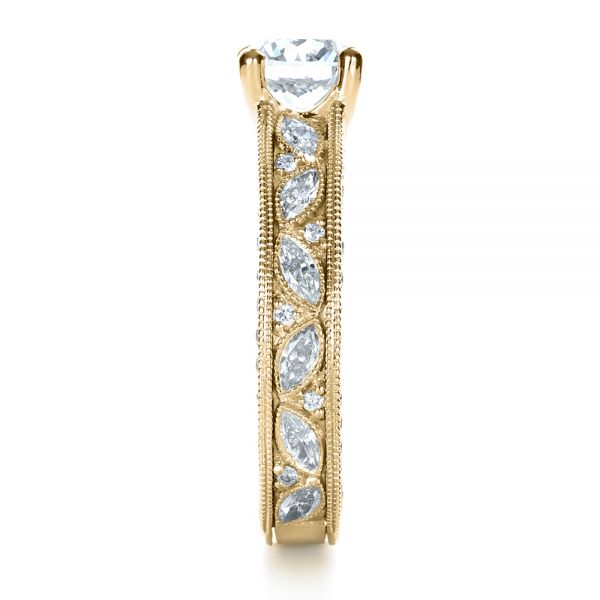 14k Yellow Gold 14k Yellow Gold Custom Bright Cut Diamond Engagement Ring - Side View -  1283