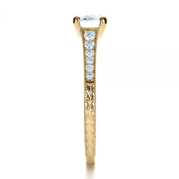 14k Yellow Gold 14k Yellow Gold Custom Bright Cut Diamond Engagement Ring - Side View - 1329