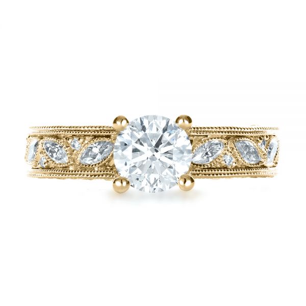 14k Yellow Gold 14k Yellow Gold Custom Bright Cut Diamond Engagement Ring - Top View -  1283