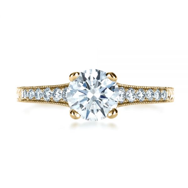 14k Yellow Gold 14k Yellow Gold Custom Bright Cut Diamond Engagement Ring - Top View - 1329