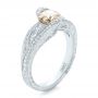  Platinum Custom Brown Diamond And Hand Engraved Engagement Ring - Three-Quarter View -  102293 - Thumbnail