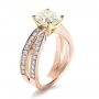 18k Rose Gold And 18K Gold 18k Rose Gold And 18K Gold Custom Canary Diamond Engagement Ring - Three-Quarter View -  1225 - Thumbnail