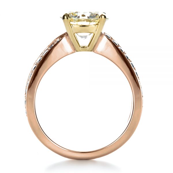 18k Rose Gold And 14K Gold 18k Rose Gold And 14K Gold Custom Canary Diamond Engagement Ring - Front View -  1225