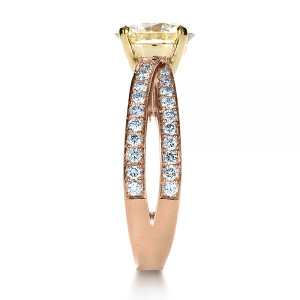 18k Rose Gold And 18K Gold 18k Rose Gold And 18K Gold Custom Canary Diamond Engagement Ring - Side View -  1225