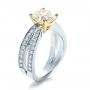 14k White Gold And 18K Gold 14k White Gold And 18K Gold Custom Canary Diamond Engagement Ring - Three-Quarter View -  1225 - Thumbnail
