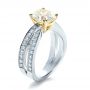  Platinum And 18K Gold Custom Canary Diamond Engagement Ring - Three-Quarter View -  1225 - Thumbnail
