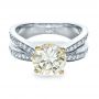  Platinum And 14K Gold Platinum And 14K Gold Custom Canary Diamond Engagement Ring - Flat View -  1225 - Thumbnail