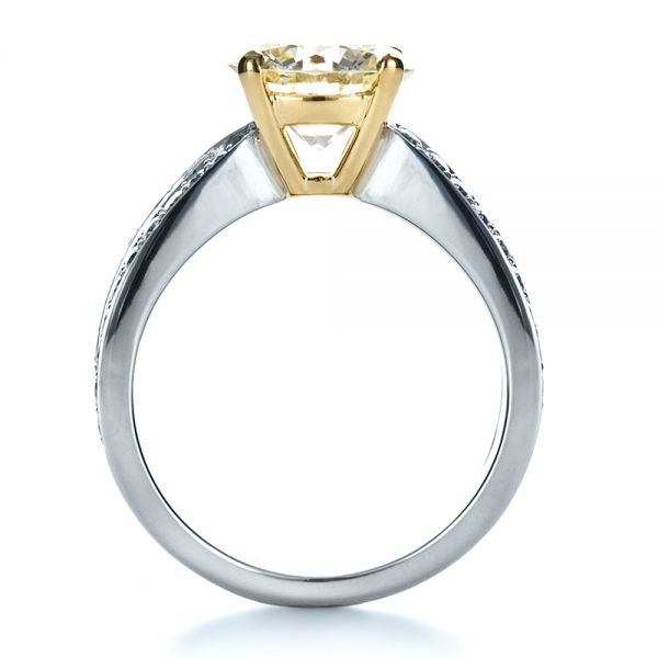 14k White Gold And Platinum 14k White Gold And Platinum Custom Canary Diamond Engagement Ring - Front View -  1225