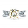 18k White Gold And 18K Gold 18k White Gold And 18K Gold Custom Canary Diamond Engagement Ring - Top View -  1225 - Thumbnail