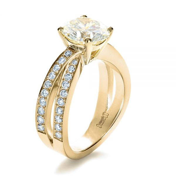 14k Yellow Gold And Platinum 14k Yellow Gold And Platinum Custom Canary Diamond Engagement Ring - Three-Quarter View -  1225