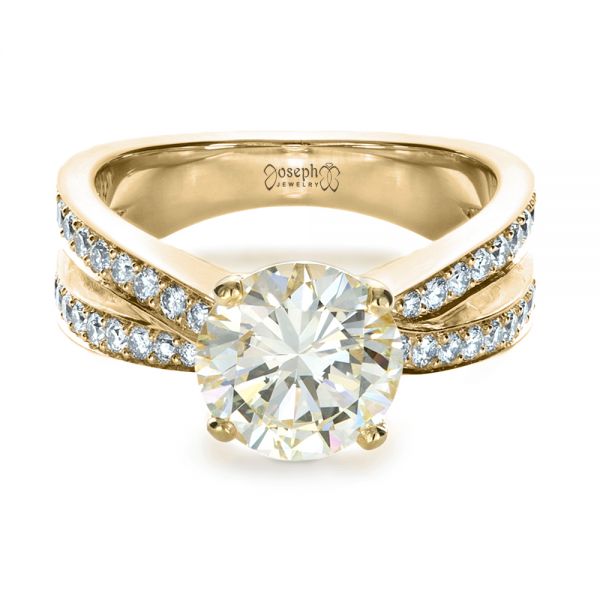 18k Yellow Gold And Platinum 18k Yellow Gold And Platinum Custom Canary Diamond Engagement Ring - Flat View -  1225