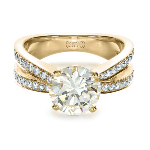 18k Yellow Gold And Platinum 18k Yellow Gold And Platinum Custom Canary Diamond Engagement Ring - Flat View - 1225