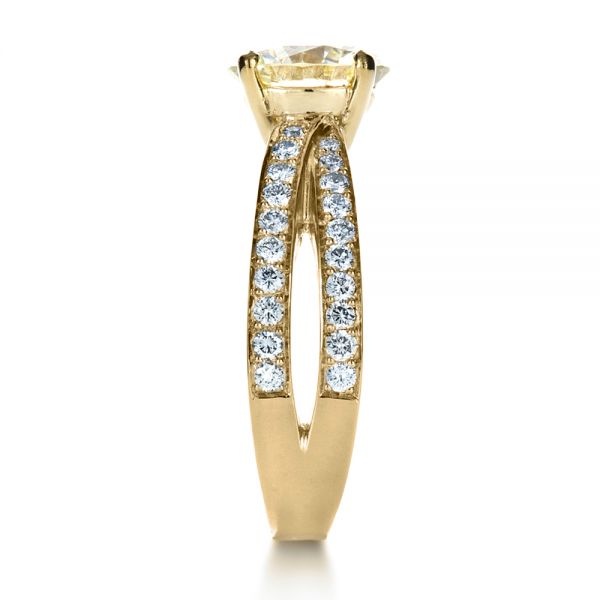 18k Yellow Gold And Platinum 18k Yellow Gold And Platinum Custom Canary Diamond Engagement Ring - Side View - 1225