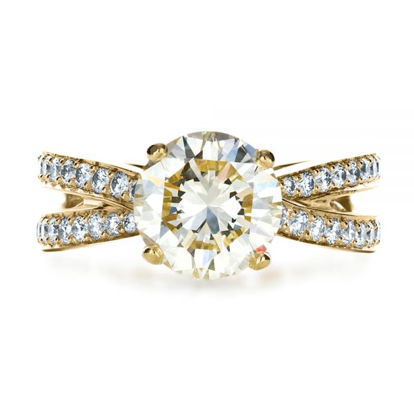 14k Yellow Gold And Platinum 14k Yellow Gold And Platinum Custom Canary Diamond Engagement Ring - Top View -  1225