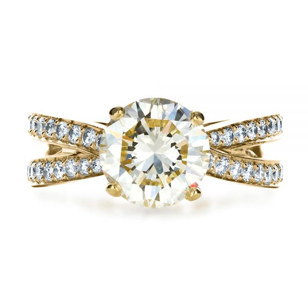 18k Yellow Gold And Platinum 18k Yellow Gold And Platinum Custom Canary Diamond Engagement Ring - Top View - 1225