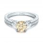  Platinum Custom Champagne Diamond Engagement Ring - Flat View -  100926 - Thumbnail