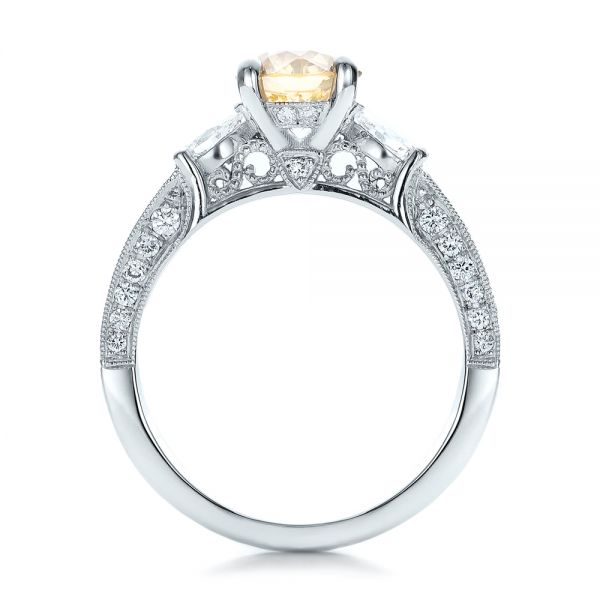  Platinum Custom Champagne Diamond Engagement Ring - Front View -  100926
