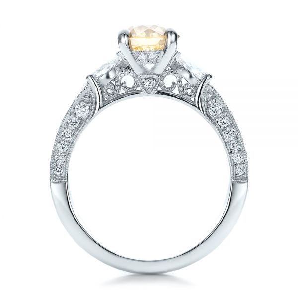 Platinum Custom Champagne Diamond Engagement Ring - Front View -  100926