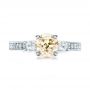  Platinum Custom Champagne Diamond Engagement Ring - Top View -  100926 - Thumbnail