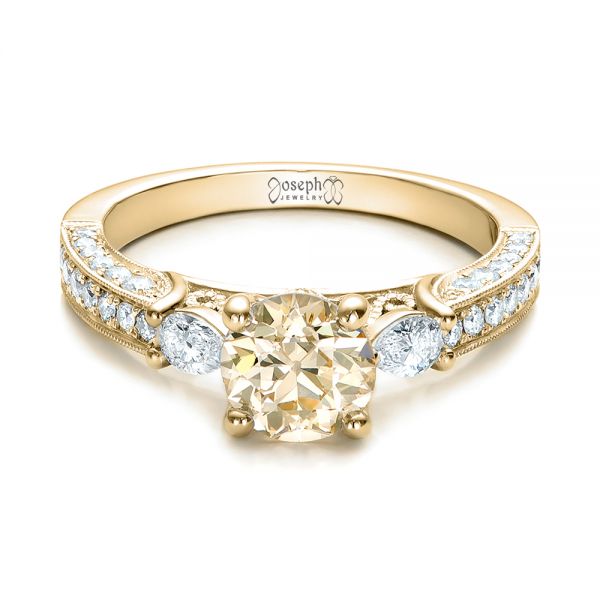 14k Yellow Gold 14k Yellow Gold Custom Champagne Diamond Engagement Ring - Flat View - 100926