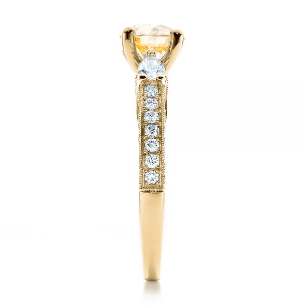 14k Yellow Gold 14k Yellow Gold Custom Champagne Diamond Engagement Ring - Side View - 100926