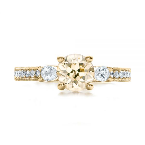 14k Yellow Gold 14k Yellow Gold Custom Champagne Diamond Engagement Ring - Top View - 100926