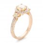 14k Rose Gold Custom Champagne Diamonds And Diamond Halo Engagement Ring - Three-Quarter View -  102772 - Thumbnail