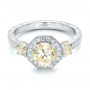 14k White Gold 14k White Gold Custom Champagne Diamonds And Diamond Halo Engagement Ring - Flat View -  102772 - Thumbnail