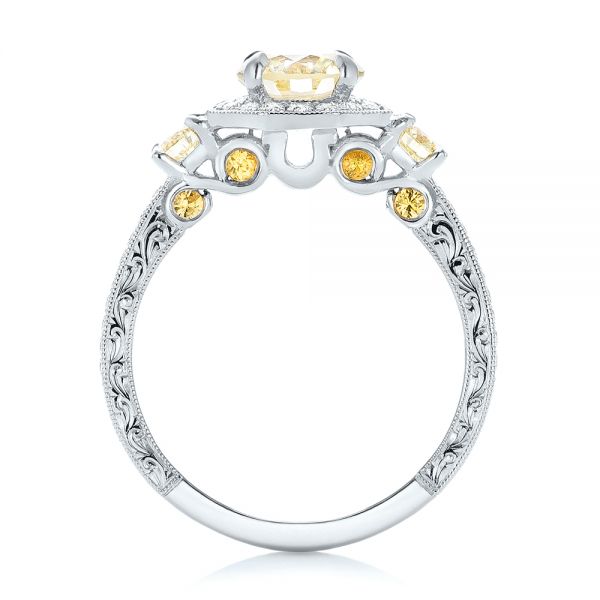 14k White Gold 14k White Gold Custom Champagne Diamonds And Diamond Halo Engagement Ring - Front View -  102772
