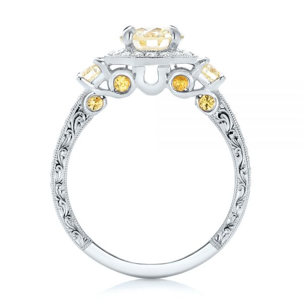  Platinum Platinum Custom Champagne Diamonds And Diamond Halo Engagement Ring - Front View -  102772