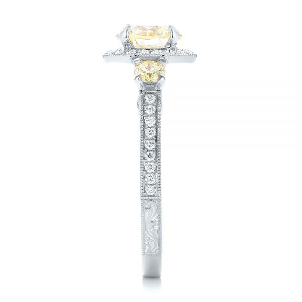  Platinum Platinum Custom Champagne Diamonds And Diamond Halo Engagement Ring - Side View -  102772