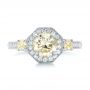  Platinum Platinum Custom Champagne Diamonds And Diamond Halo Engagement Ring - Top View -  102772 - Thumbnail