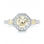  Platinum Platinum Custom Champagne Diamonds And Diamond Halo Engagement Ring - Top View -  102772 - Thumbnail