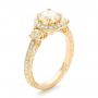 14k Yellow Gold 14k Yellow Gold Custom Champagne Diamonds And Diamond Halo Engagement Ring - Three-Quarter View -  102772 - Thumbnail