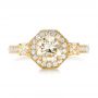 18k Yellow Gold 18k Yellow Gold Custom Champagne Diamonds And Diamond Halo Engagement Ring - Top View -  102772 - Thumbnail