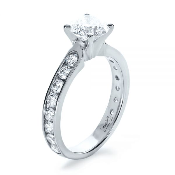 Custom Channel Set Diamond Engagement Ring - Image