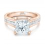 18k Rose Gold 18k Rose Gold Custom Channel Set Princess Cut Diamond Engagement Ring - Flat View -  101107 - Thumbnail