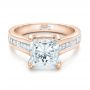 18k Rose Gold 18k Rose Gold Custom Channel Set Princess Cut Diamond Engagement Ring - Flat View -  101107 - Thumbnail