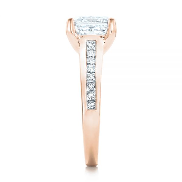18k Rose Gold 18k Rose Gold Custom Channel Set Princess Cut Diamond Engagement Ring - Side View -  101107