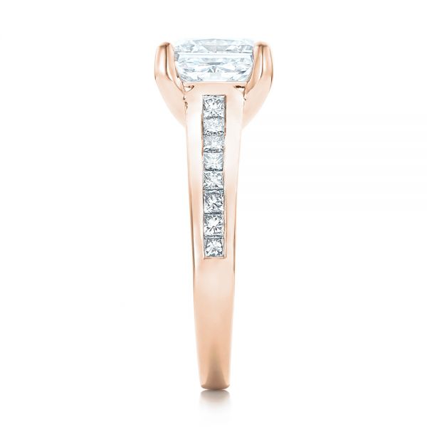 18k Rose Gold 18k Rose Gold Custom Channel Set Princess Cut Diamond Engagement Ring - Side View - 101107