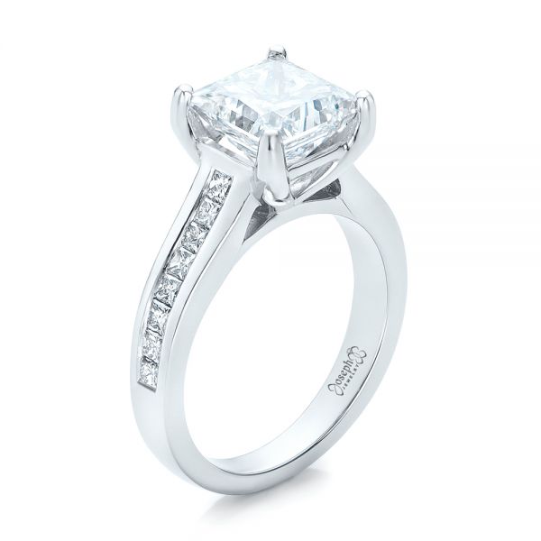 Custom Channel Set Princess Cut Diamond Engagement Ring - Image