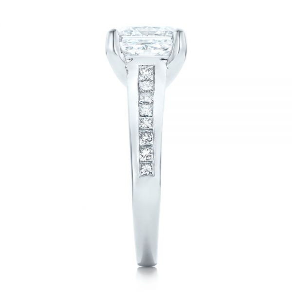 18k White Gold 18k White Gold Custom Channel Set Princess Cut Diamond Engagement Ring - Side View -  101107