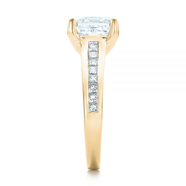 18k Yellow Gold 18k Yellow Gold Custom Channel Set Princess Cut Diamond Engagement Ring - Side View -  101107