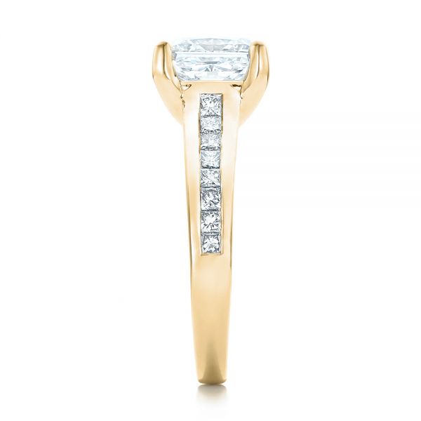 14k Yellow Gold 14k Yellow Gold Custom Channel Set Princess Cut Diamond Engagement Ring - Side View - 101107