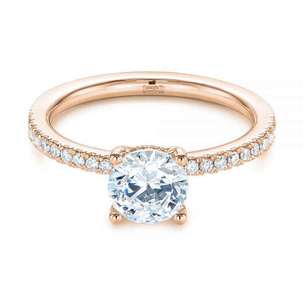 14k Rose Gold 14k Rose Gold Custom Classic Diamond Engagement Ring - Flat View -  105068