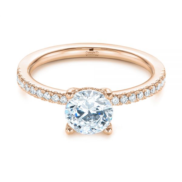 18k Rose Gold 18k Rose Gold Custom Classic Diamond Engagement Ring - Flat View -  105068