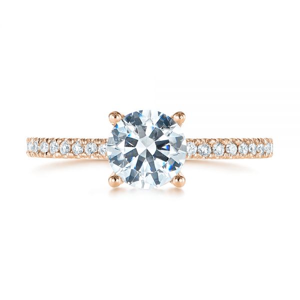 18k Rose Gold 18k Rose Gold Custom Classic Diamond Engagement Ring - Top View -  105068