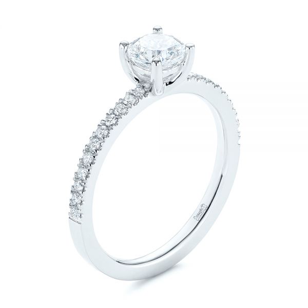  14K Gold Custom Classic Diamond Engagement Ring - Three-Quarter View -  105067