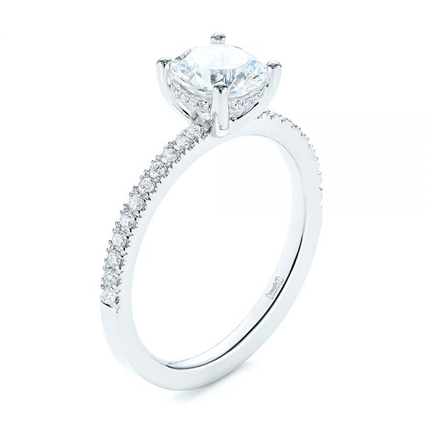  Platinum Platinum Custom Classic Diamond Engagement Ring - Three-Quarter View -  105068