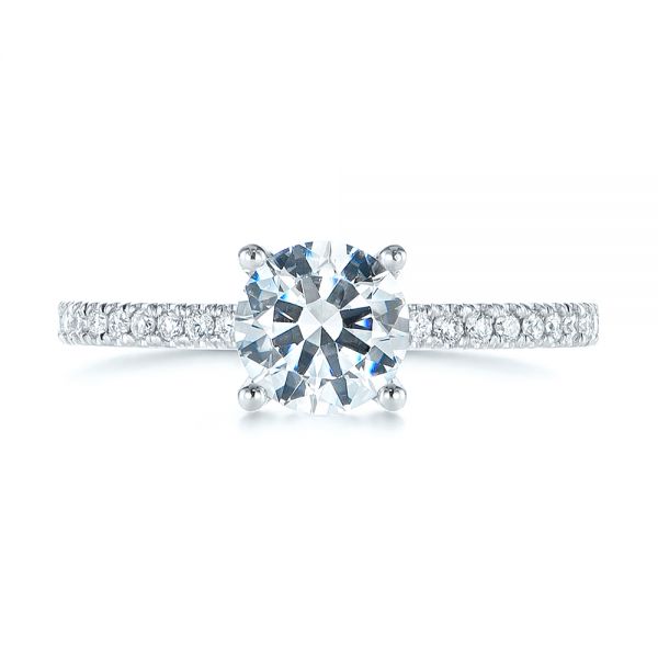 14k White Gold Custom Classic Diamond Engagement Ring - Top View -  105068